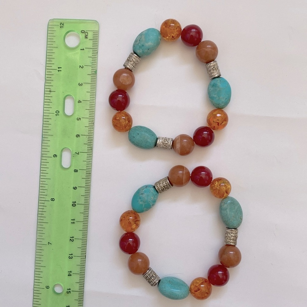 Vintage Semi-Precious Beaded Bracelet Natural Turquoise Healing
